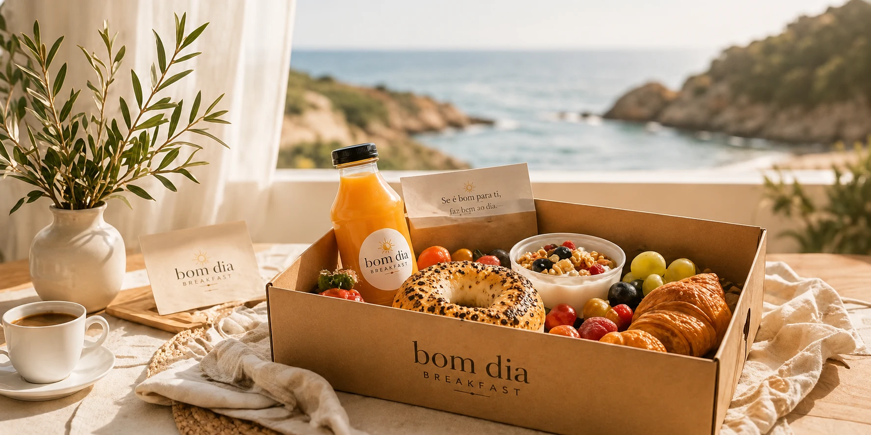 Breakfast box overlooking the Algarve coast